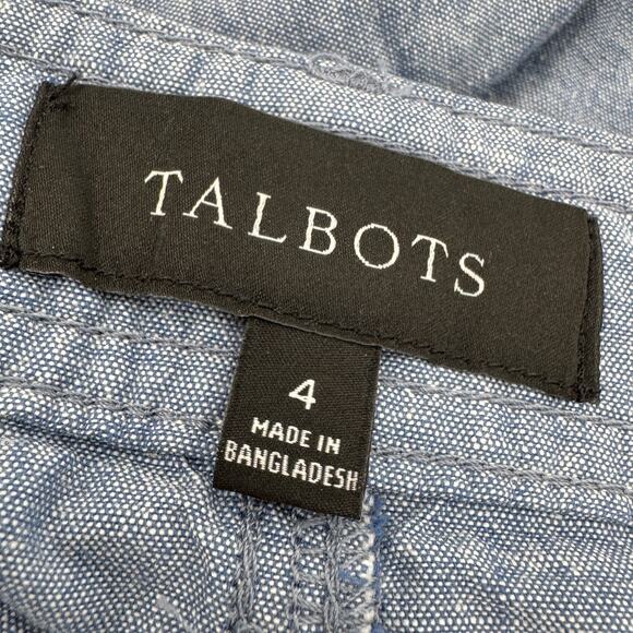 Talbots Chambray Skirt Womens 4 (30x21) Blue Coastal Belted Newport Button Up - Picture 6 of 8